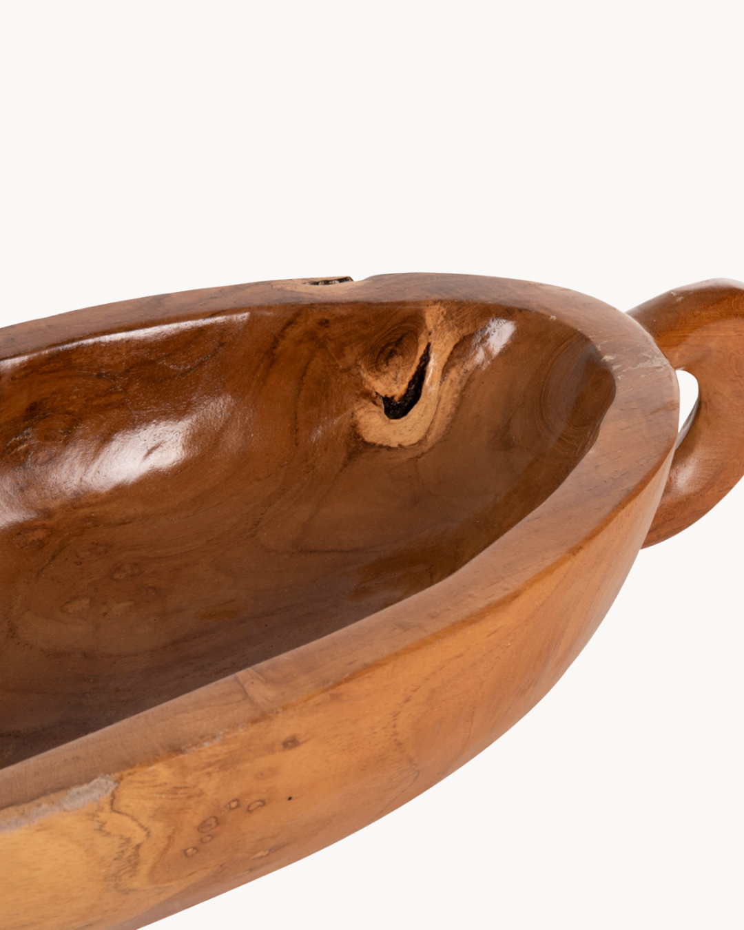 Organic Χειροποίητο Διακοσμητικό Μπολ Μασίφ Ξύλο Teak 64x21,5x9,5 εκ. Φυσικό - Image 4