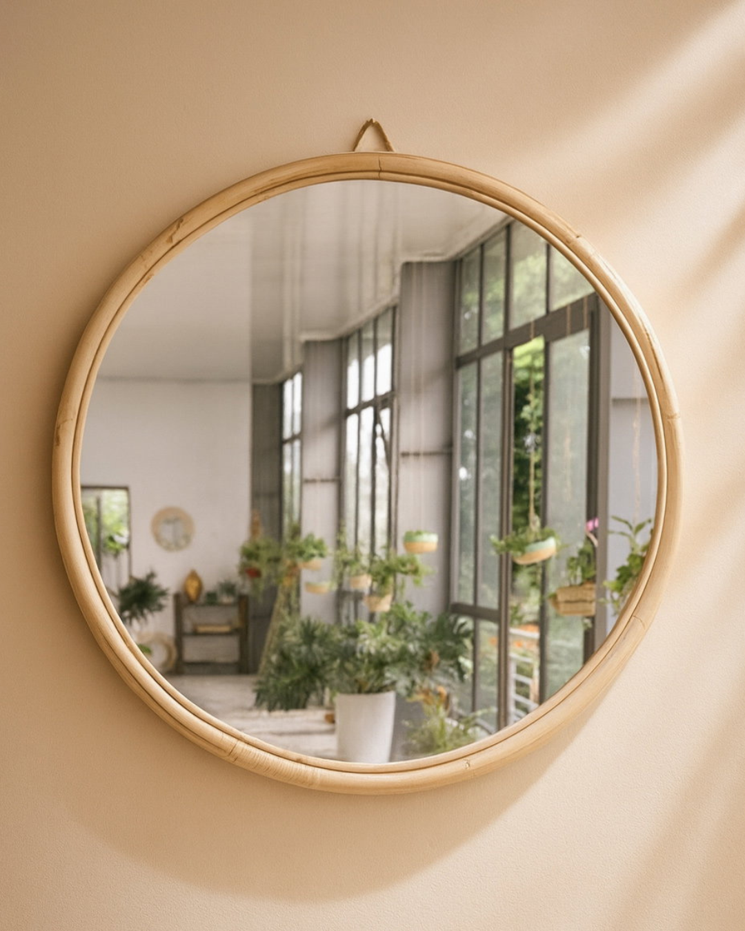 Boho Στρογγυλός Καθρέφτης Rattan Φ105 εκ. Φυσικό - Image 4