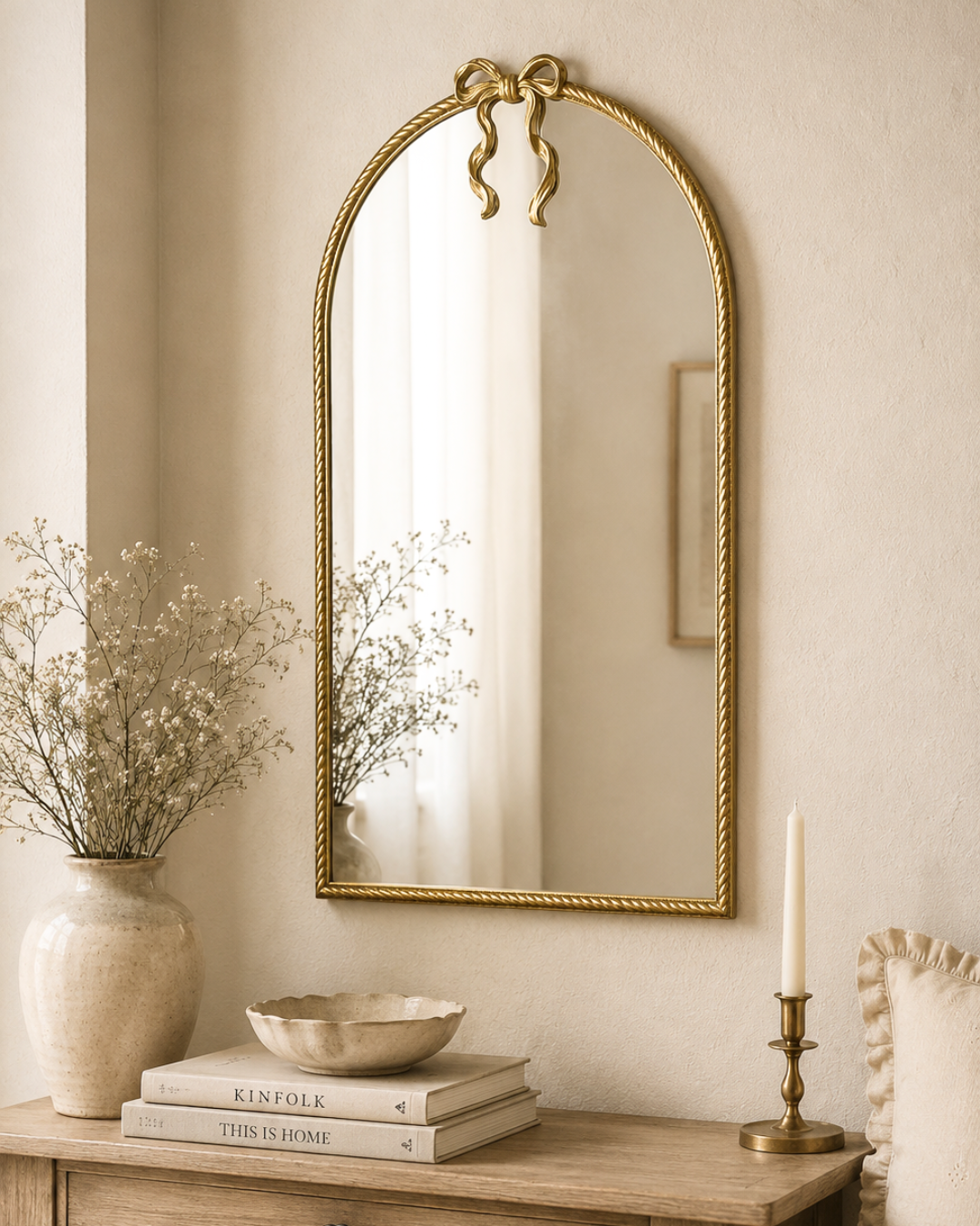 Romantic Καθρέφτης Τοίχου Αψίδα Μέταλλο 58x3x93 εκ. Χρυσό - Image 2