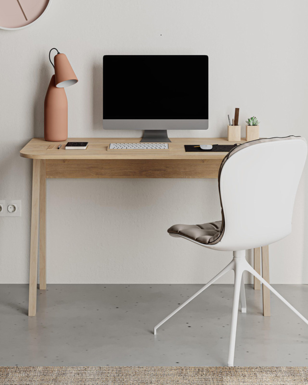Modern Γραφείο Εργασίας με Ξύλινα Πόδια 120cm φυσικό - Image 5