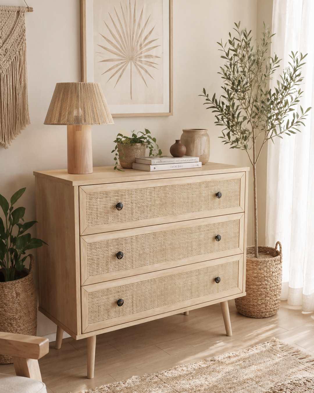 Boho Συρταριέρα Με 3 Συρτάρια 90x39x79εκ φυσικό - Image 2