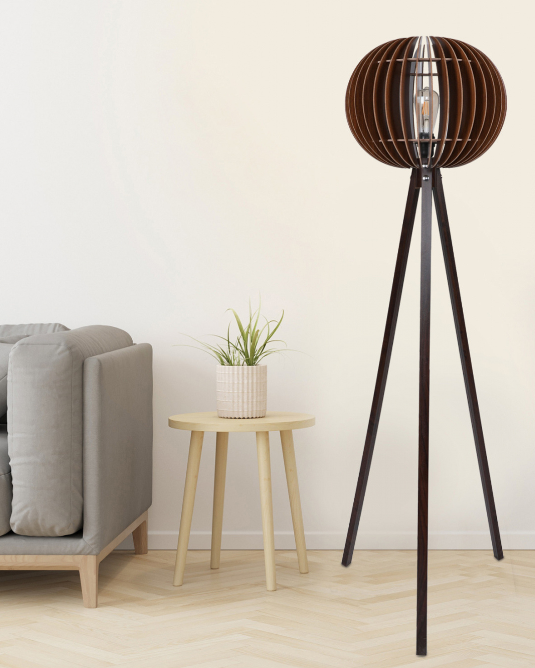 Modern Φωτιστικό Δαπέδου Φ36x145 εκ. Καρυδί - Image 2
