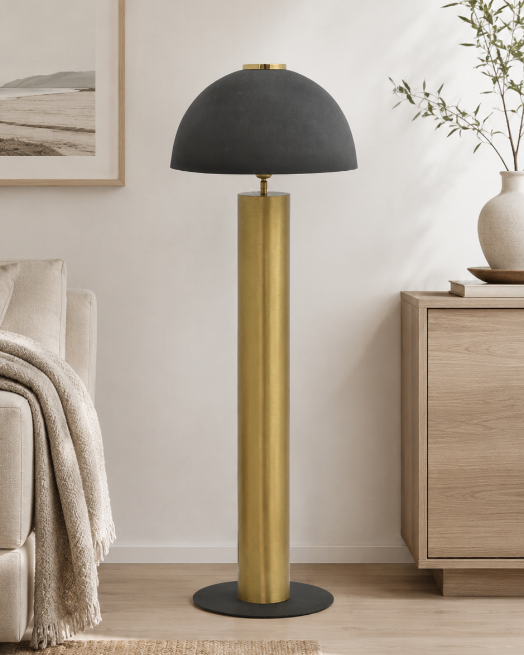 Industrial Φωτιστικό Δαπέδου Φ46x114 εκ. Μαύρο/Χρυσό - Image 2