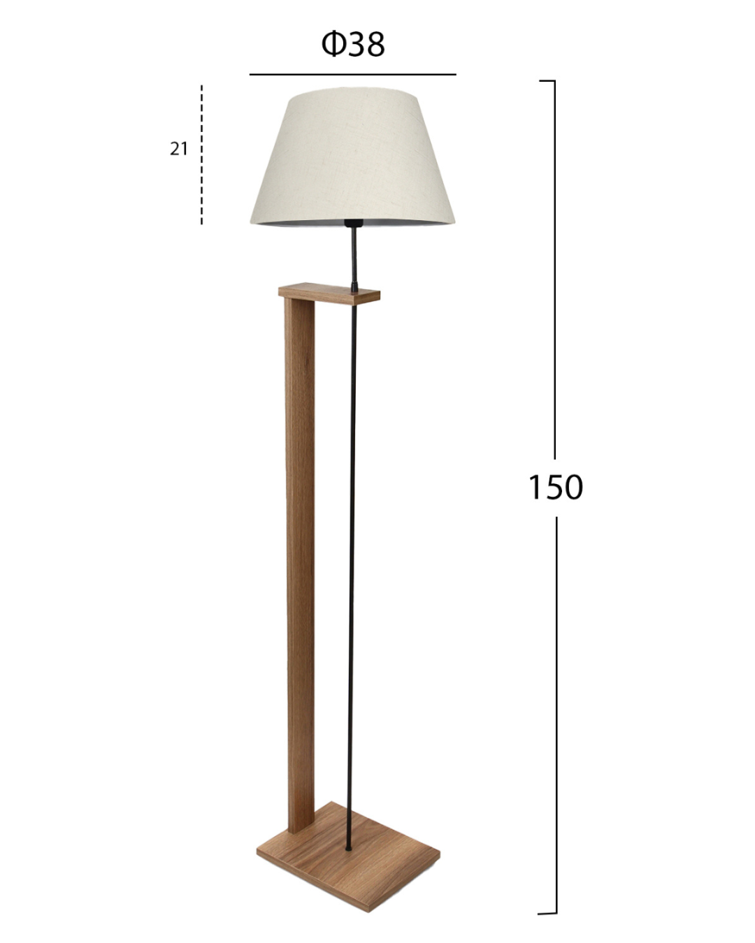Modern Φωτιστικό Δαπέδου 38x21x150 εκ. Φυσικό - Image 4