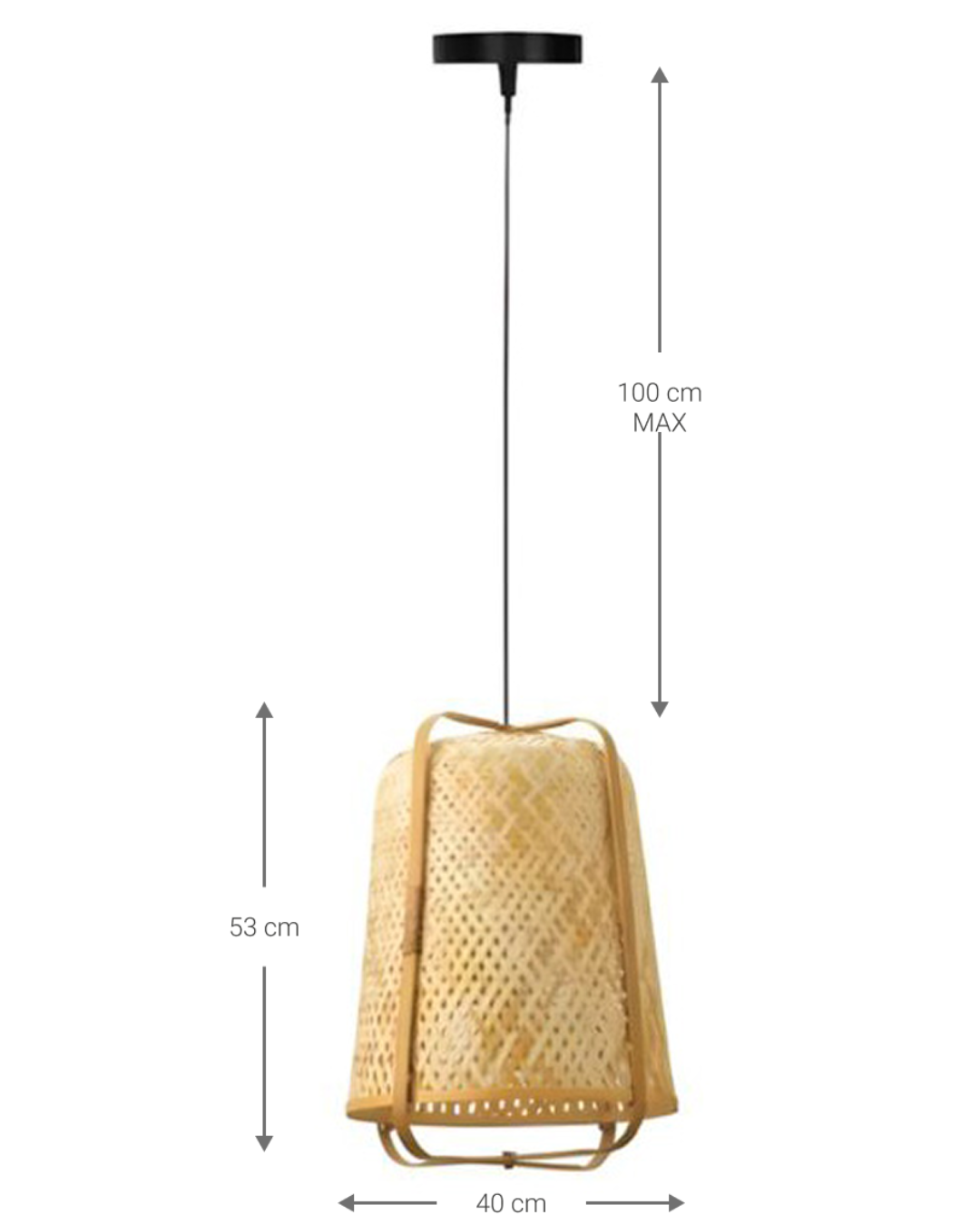 Modern Φωτιστικό Οροφής από Bamboo 40x40x53 εκ. Φυσικό - Image 4
