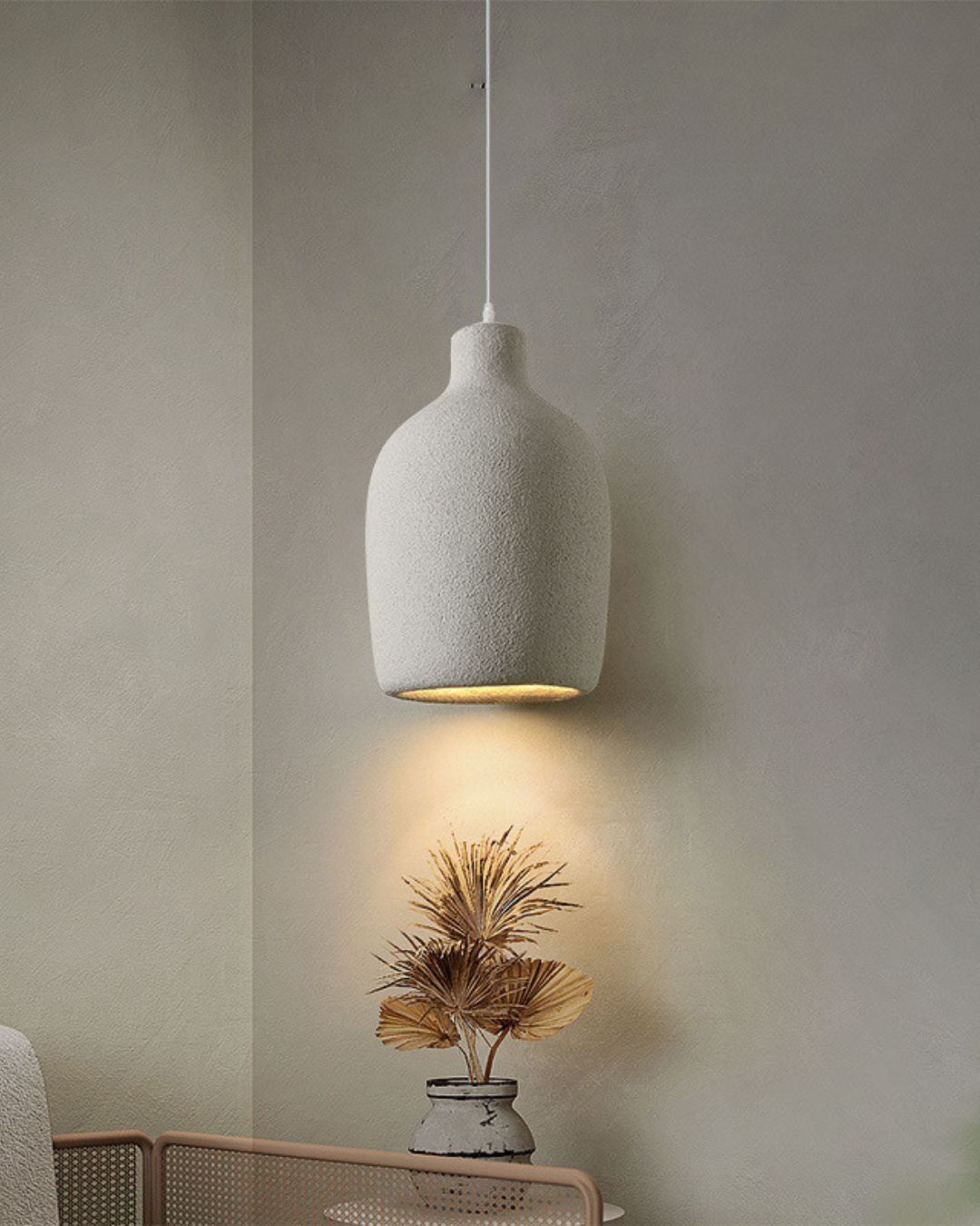 Cement-look Artistic Φωτιστικό Οροφής 30x30x46 εκ. Λευκό - Image 2