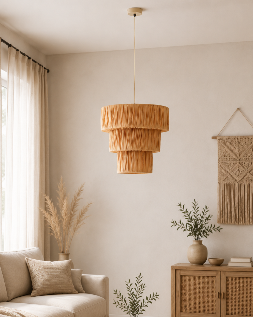 Organic Φωτιστικό Οροφής από Press Papier Φ40x120 εκ. Φυσικό - Image 2