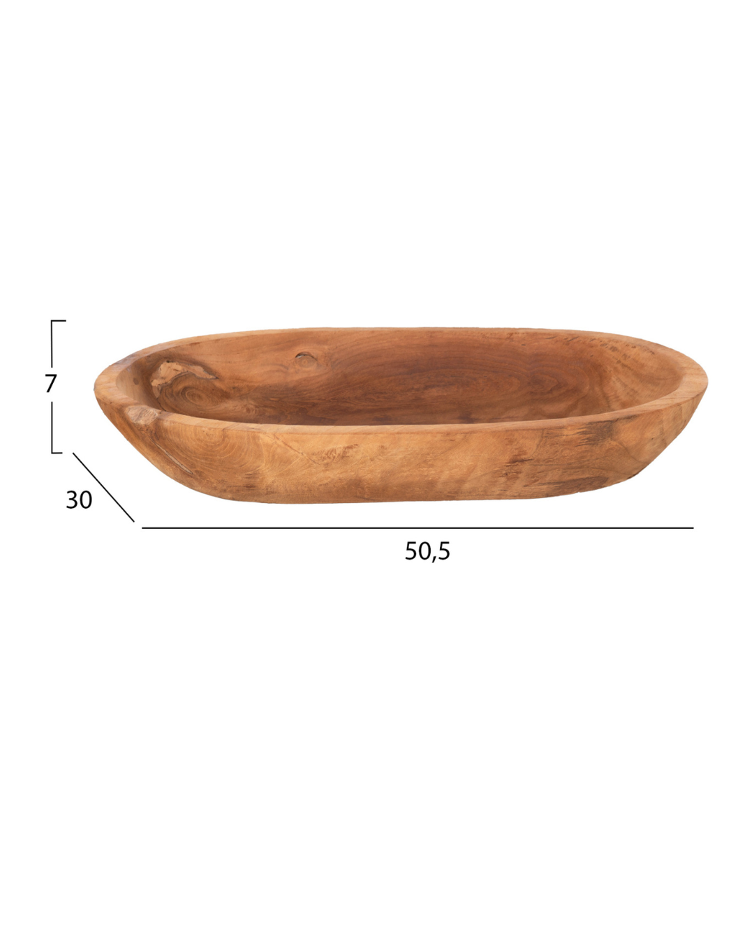 Organic Χειροποίητο Διακοσμητικό Μπολ από Ξύλο Teak 50,5x30x7 εκ. Φυσικό - Image 4