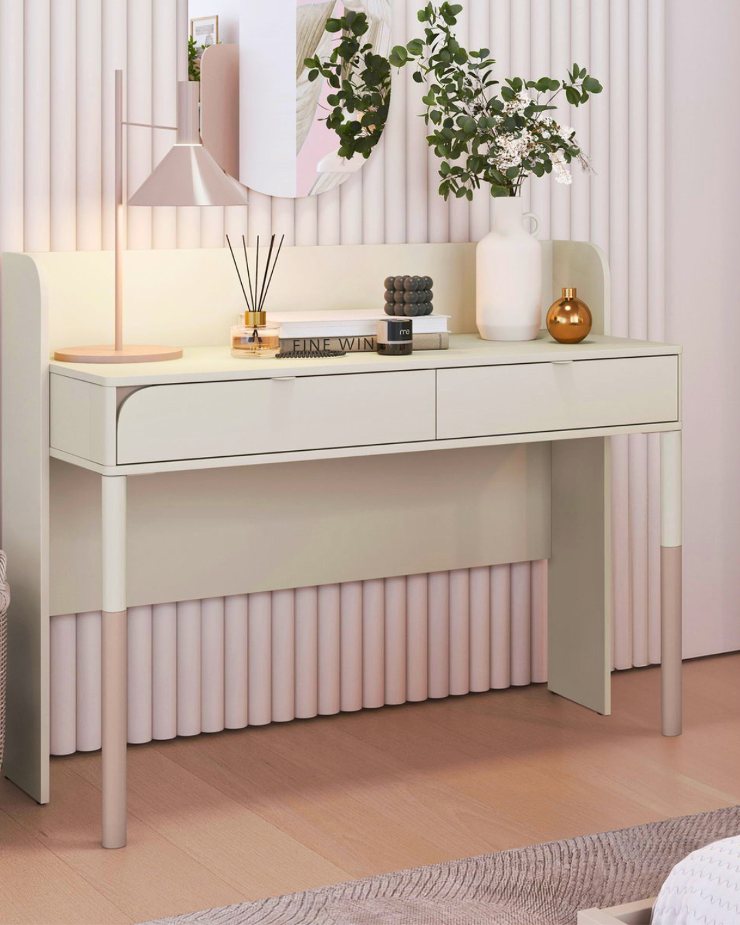 Chic Modern Γραφείο με 2 συρτάρια 122cm Μπεζ - Image 2