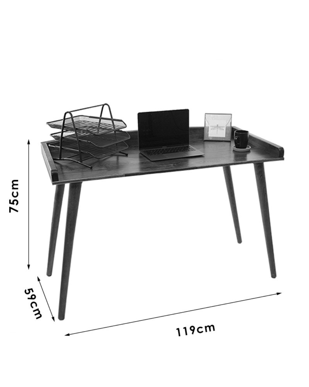 Modern Γραφείο Εργασίας από Ξύλο Πεύκου 119cm Καρυδί - Image 7