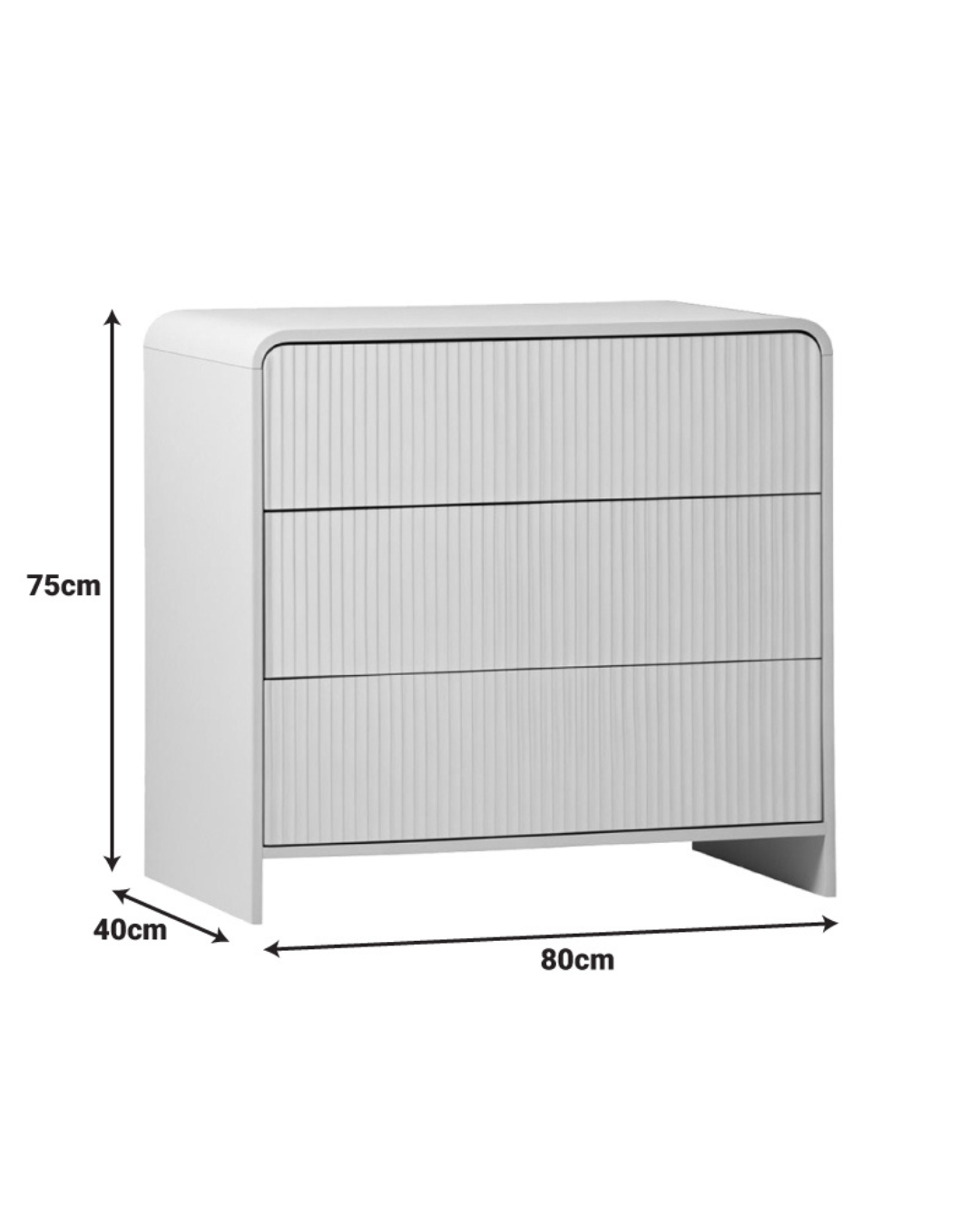 Minimal Συρταριέρα Με Ανάγλυφη Ρίγα 80x40x75εκ λευκό - Image 4