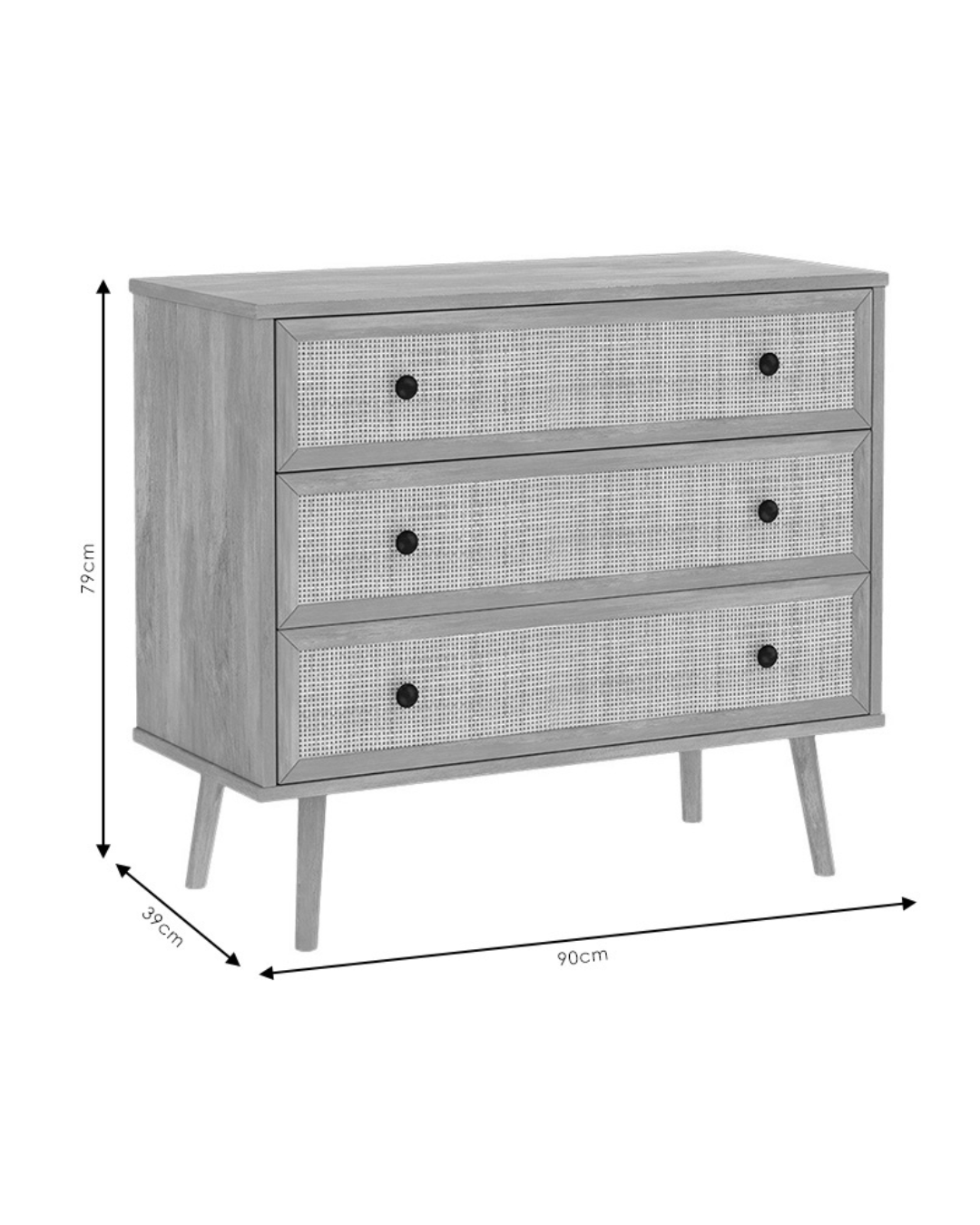 Boho Συρταριέρα Με 3 Συρτάρια 90x39x79εκ φυσικό - Image 5