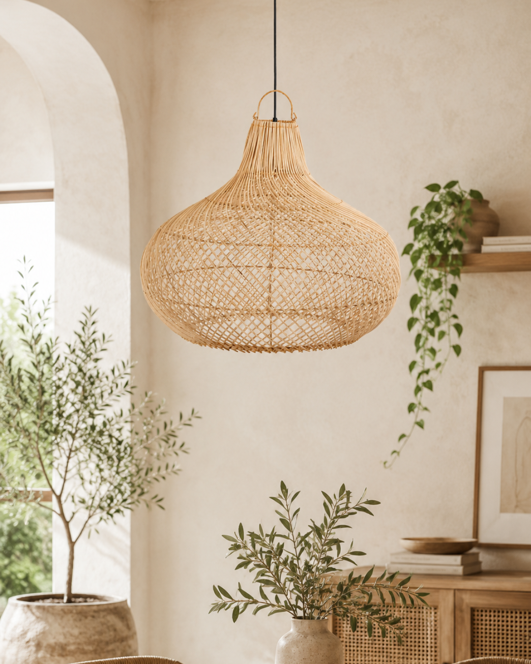 Wabi Sabi Κρεμαστό Φωτιστικό από Rattan Φ54x52 εκ. Φυσικό - Image 2