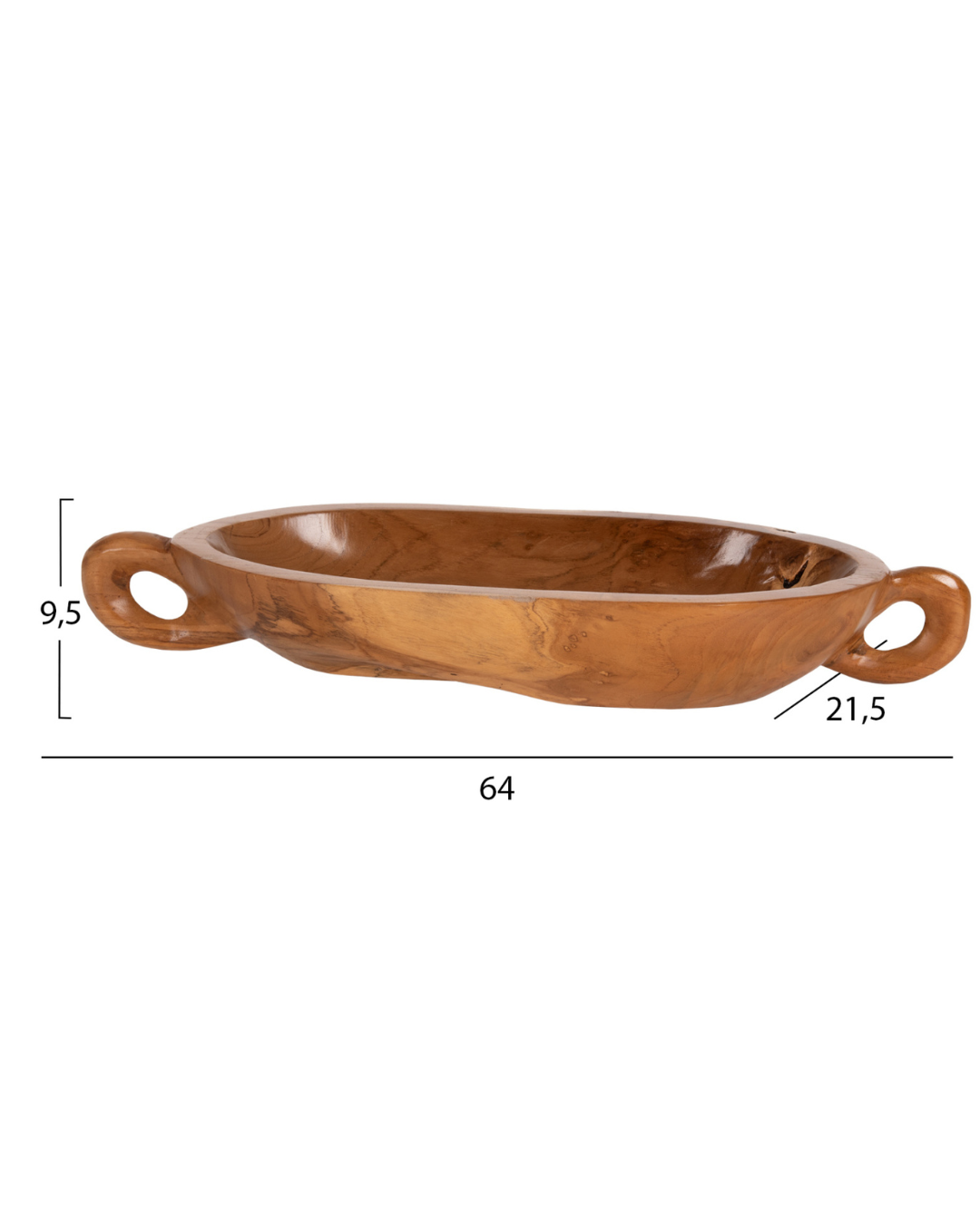 Organic Χειροποίητο Διακοσμητικό Μπολ Μασίφ Ξύλο Teak 64x21,5x9,5 εκ. Φυσικό - Image 5