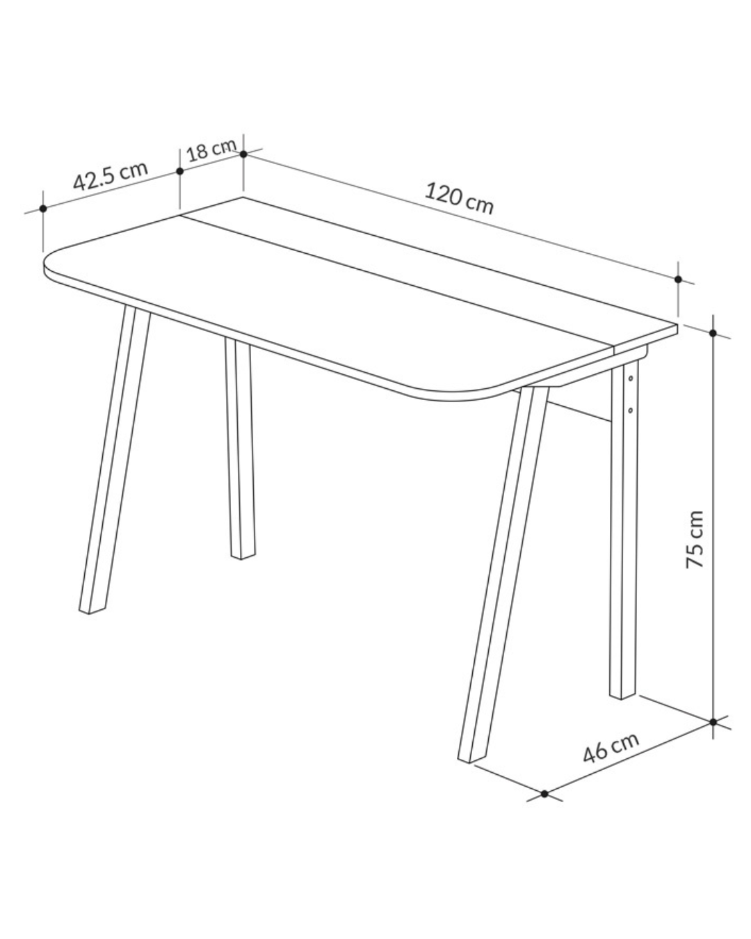 Modern Γραφείο Εργασίας με Ξύλινα Πόδια 120cm φυσικό - Image 6