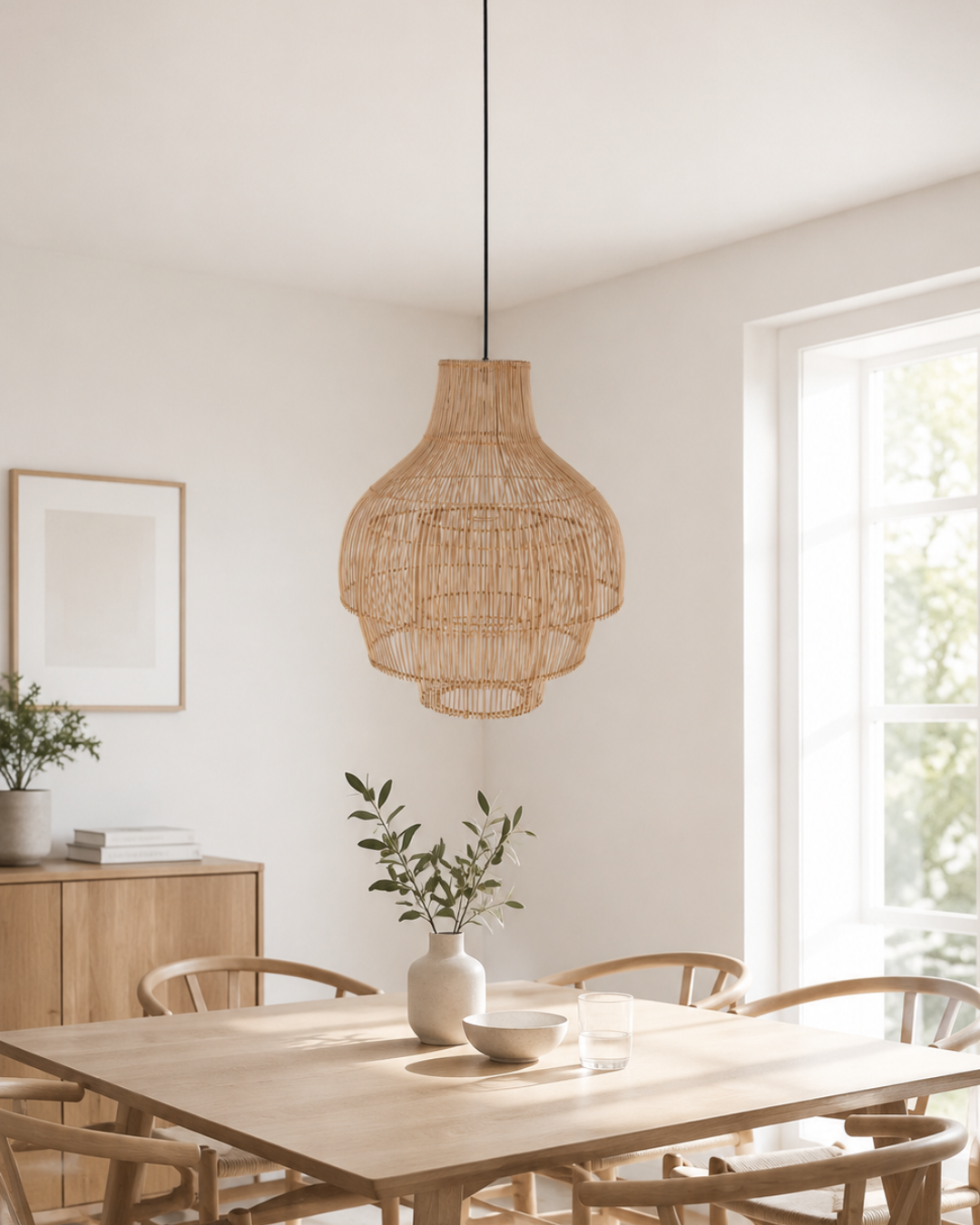 Japandi Φωτιστικό Οροφής από Rattan Φ70x87 εκ. Φυσικό - Image 2