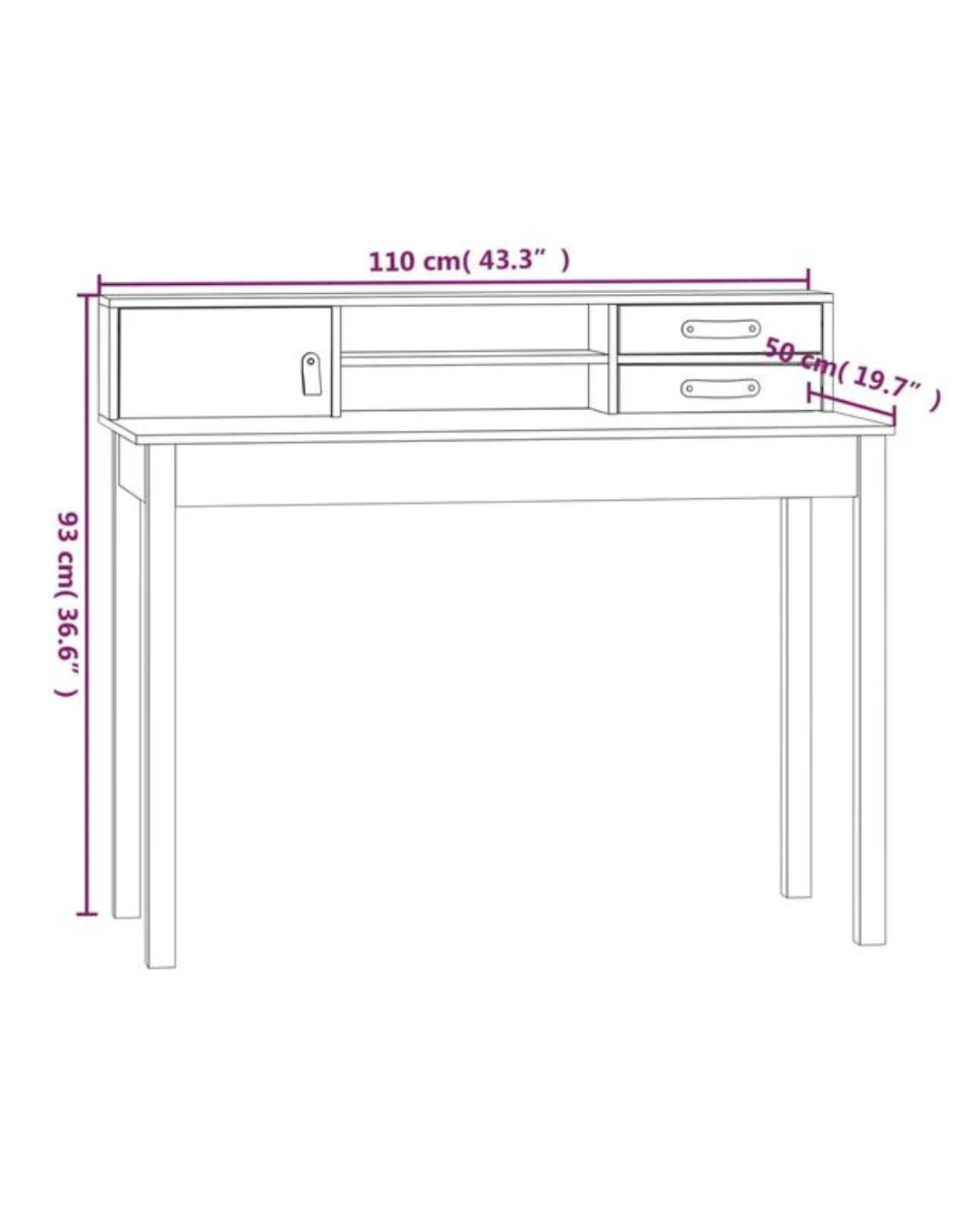 Minimal Ξύλινο Γραφείο με δύο ανοιχτά ράφια 110cm φυσικό - Image 6