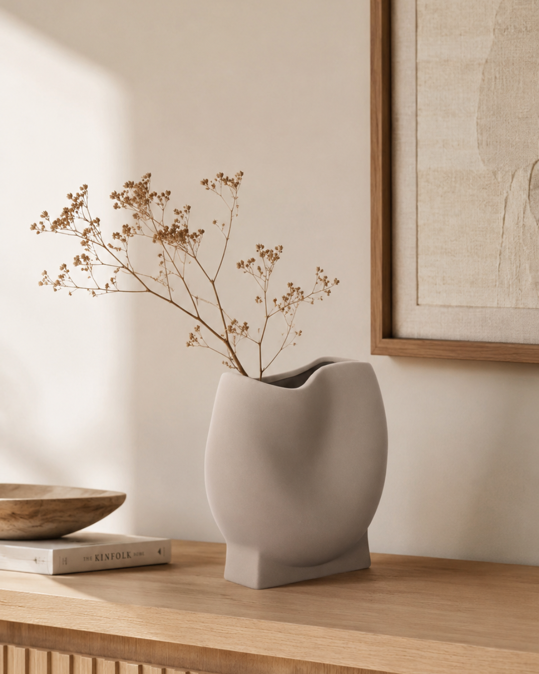 Modern Διακοσμητικό Βάζο Κεραμικό 26x14x25 εκ. Γκρι - Image 2