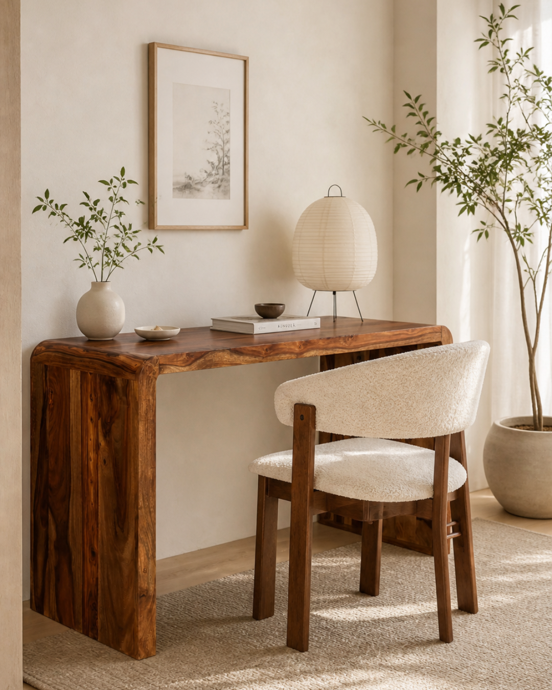 Minimal Modern Ξύλινη Κονσόλα-Γραφείο 120cm μελί - Image 3