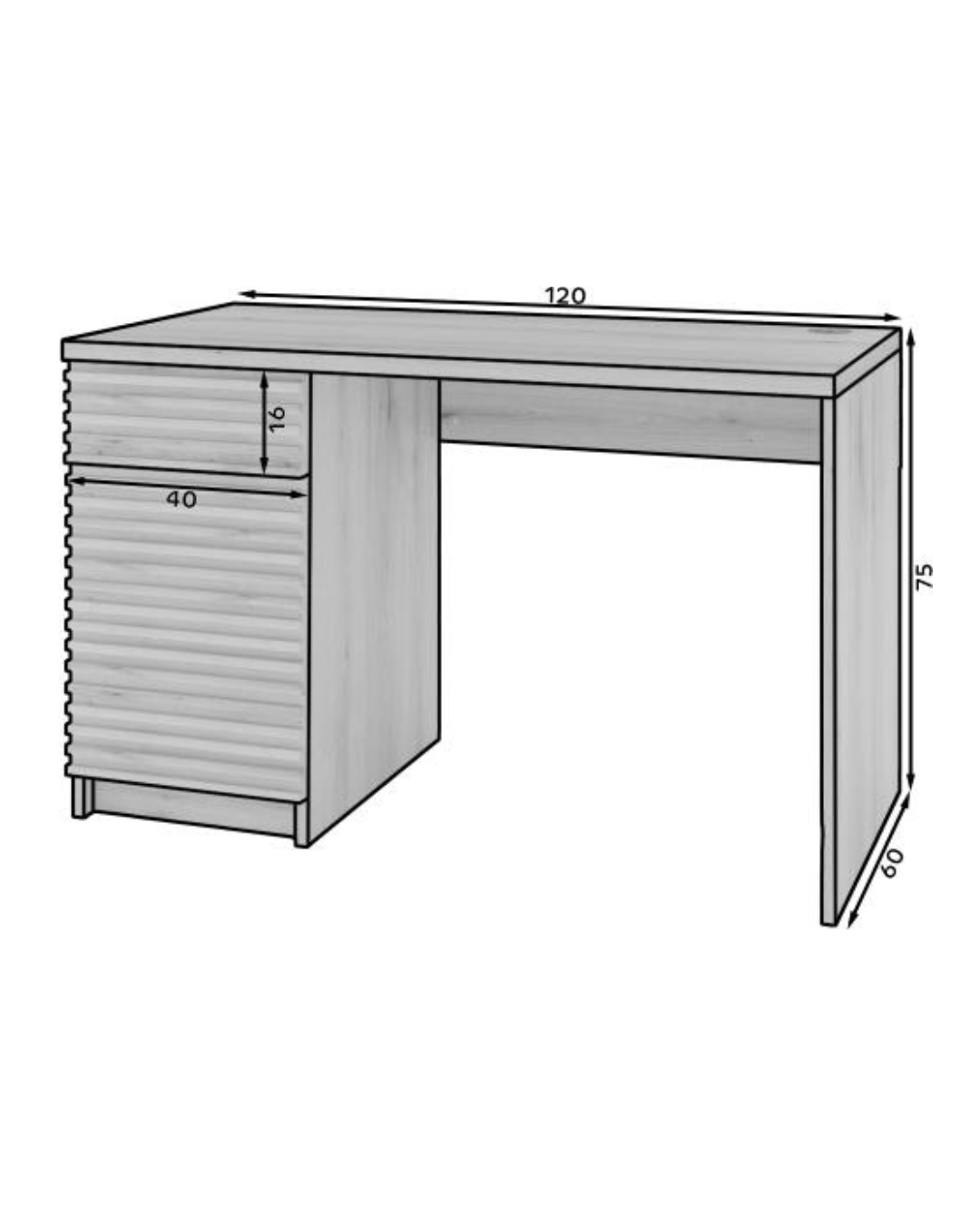 Modern Γραφείο Με συρτάρια 120cm φυσικό - Image 6