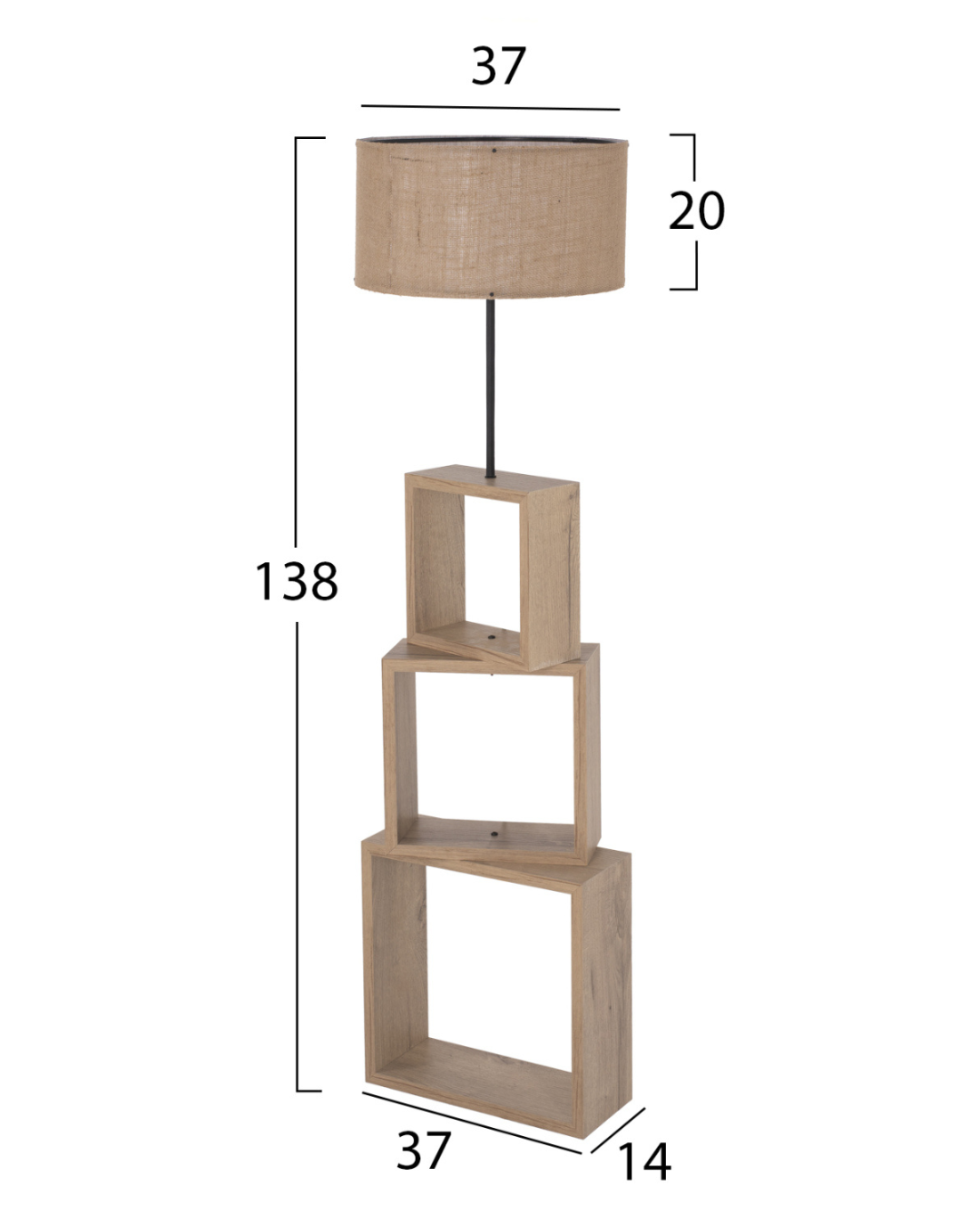Modern Φωτιστικό Δαπέδου με 3 Ράφια Φ38x140 εκ. Φυσικό-Μπεζ - Image 7