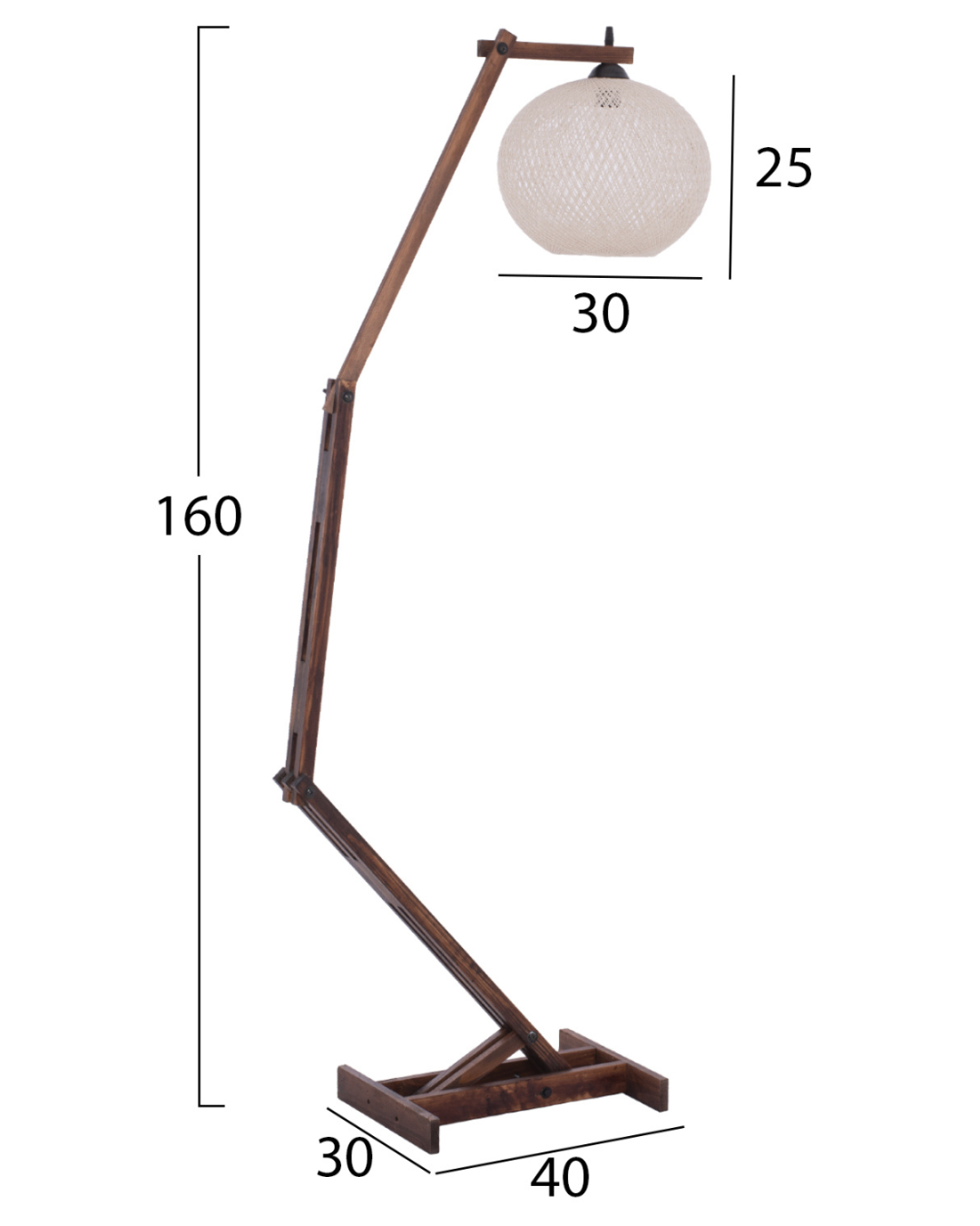 Rustic Ξύλινο Φωτιστικό Δαπέδου 40x30x160 εκ. Καρυδί-Μπεζ - Image 7