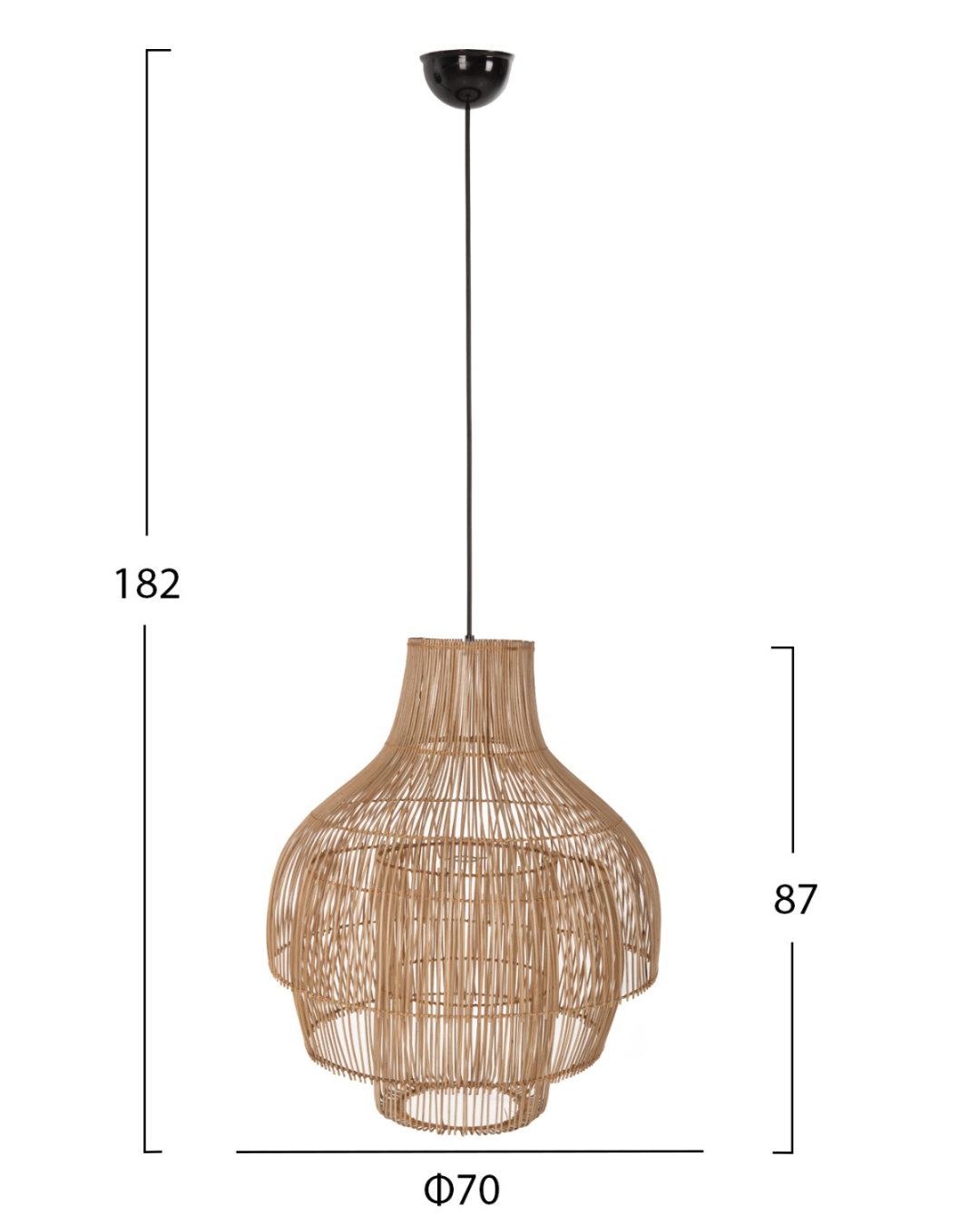 Japandi Φωτιστικό Οροφής από Rattan Φ70x87 εκ. Φυσικό - Image 6