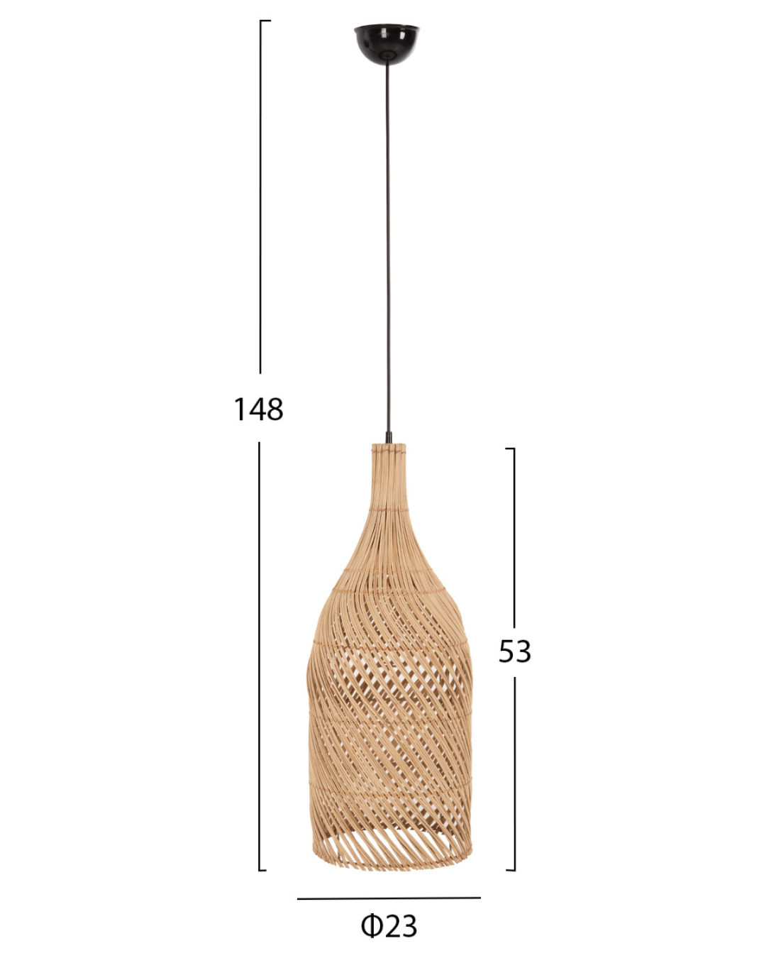 Boho Κρεμαστό Φωτιστικό από Rattan Φ23x53 εκ. Φυσικό - Image 7