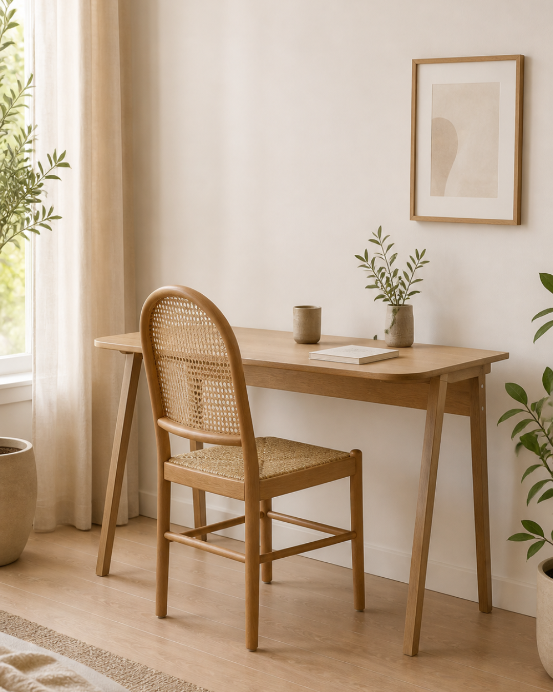 Modern Γραφείο Εργασίας με Ξύλινα Πόδια 120cm φυσικό - Image 2