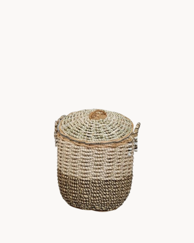 Natural Boho Διακοσμητικό Καλάθι με Καπάκι Μπεζ/Καφέ 2 Μεγέθη