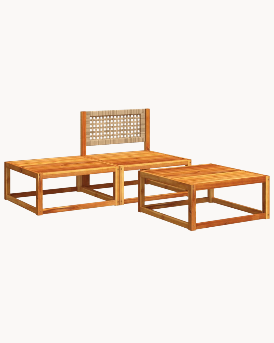 Φτιάξτε το Δικό σας Set από Μασίφ Ξύλο Ακακίας & PE Rattan Φυσικό/Κρεμ - Image 3