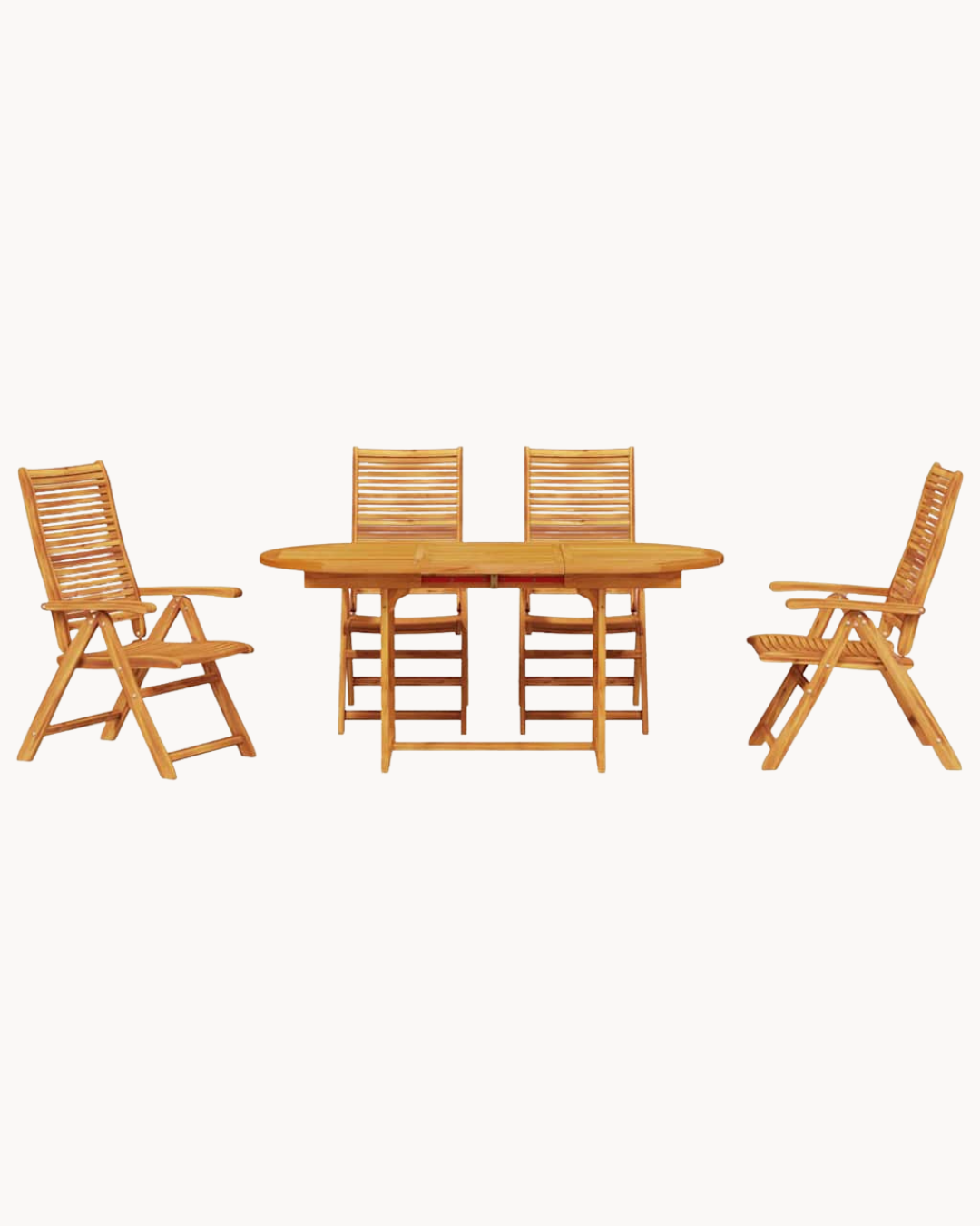 Rustic Πτυσσόμενο Σετ Τραπεζαρίας Κήπου 5τμχ από Μασίφ Ξύλο Ακακίας 170x80x75 εκ. Φυσικό - Image 3