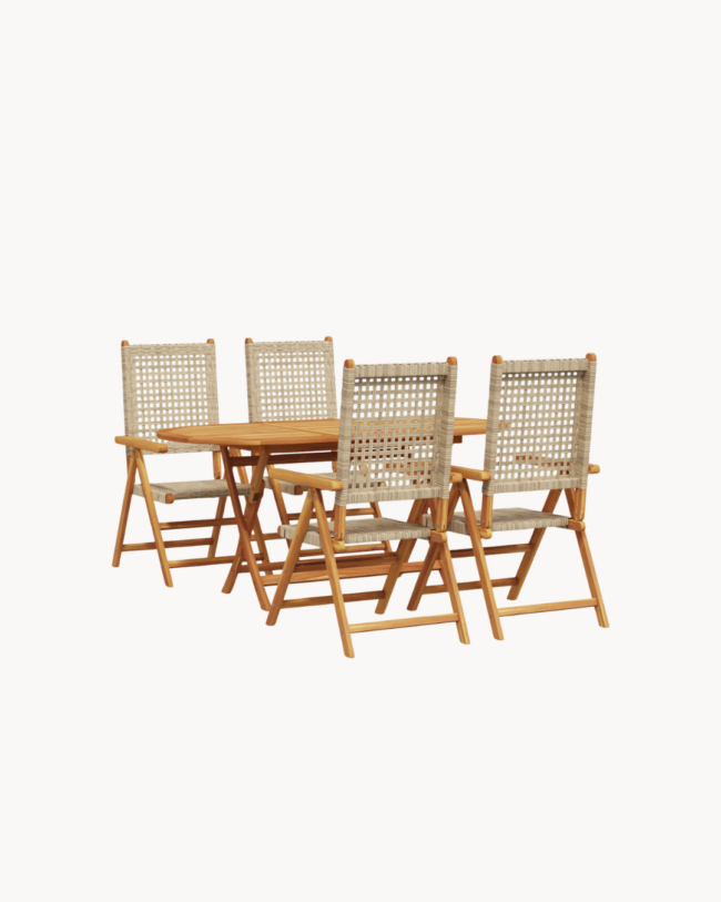 Contemporary Garden Σετ Τραπεζαρίας 5τμχ από Μασίφ Ξύλο Ακακίας 160x85x75 εκ. Μπεζ