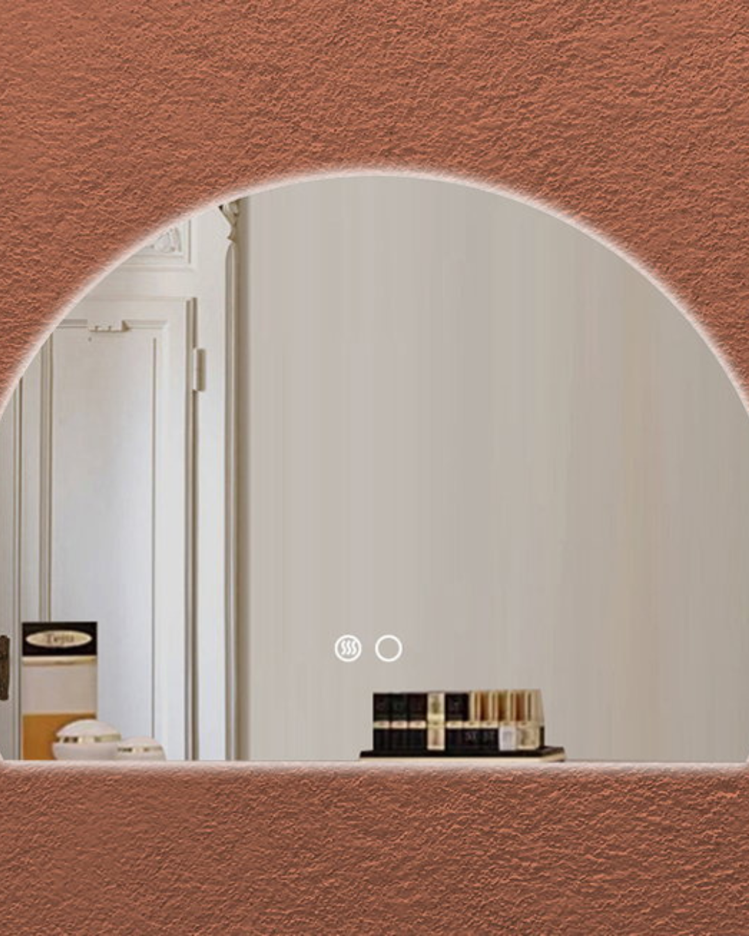 Minimal Καθρέφτης Τοίχου Ημικύκλιος με Led Φωτισμό 100x80 εκ. - Image 4