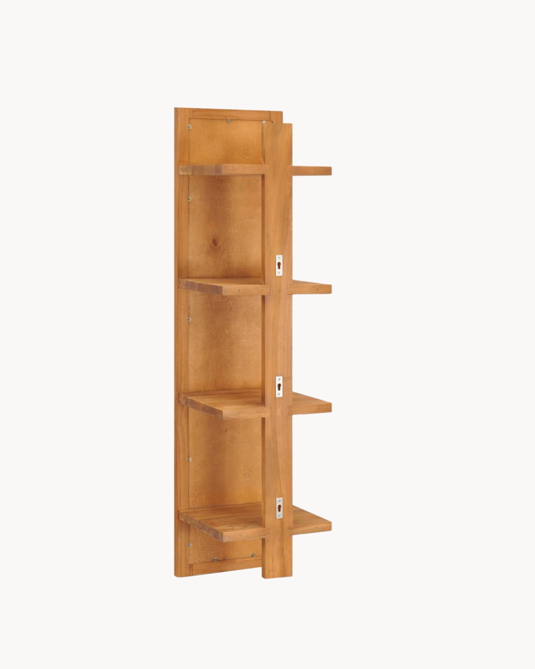 Καθρέφτης Τοίχου με Ράφια από Μασίφ Ξύλο Teak 30x30x120 εκ. Φυσικό - Image 2