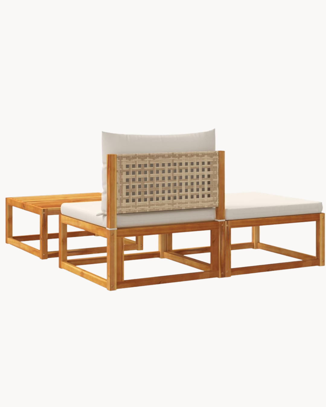Φτιάξτε το Δικό σας Set από Μασίφ Ξύλο Ακακίας & PE Rattan Φυσικό/Κρεμ - Image 4