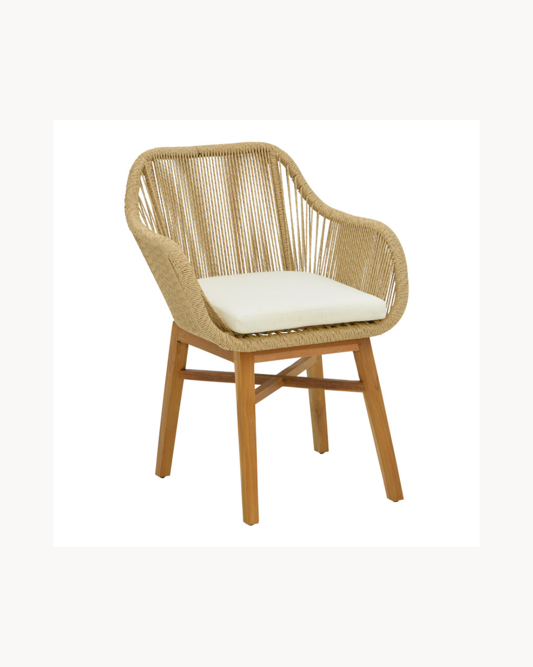 Natural Luxe Σετ Τραπεζαρίας Κήπου7τμχ από Ξύλο Teak & Σχοινί Φυσικό/Μπεζ - Image 6