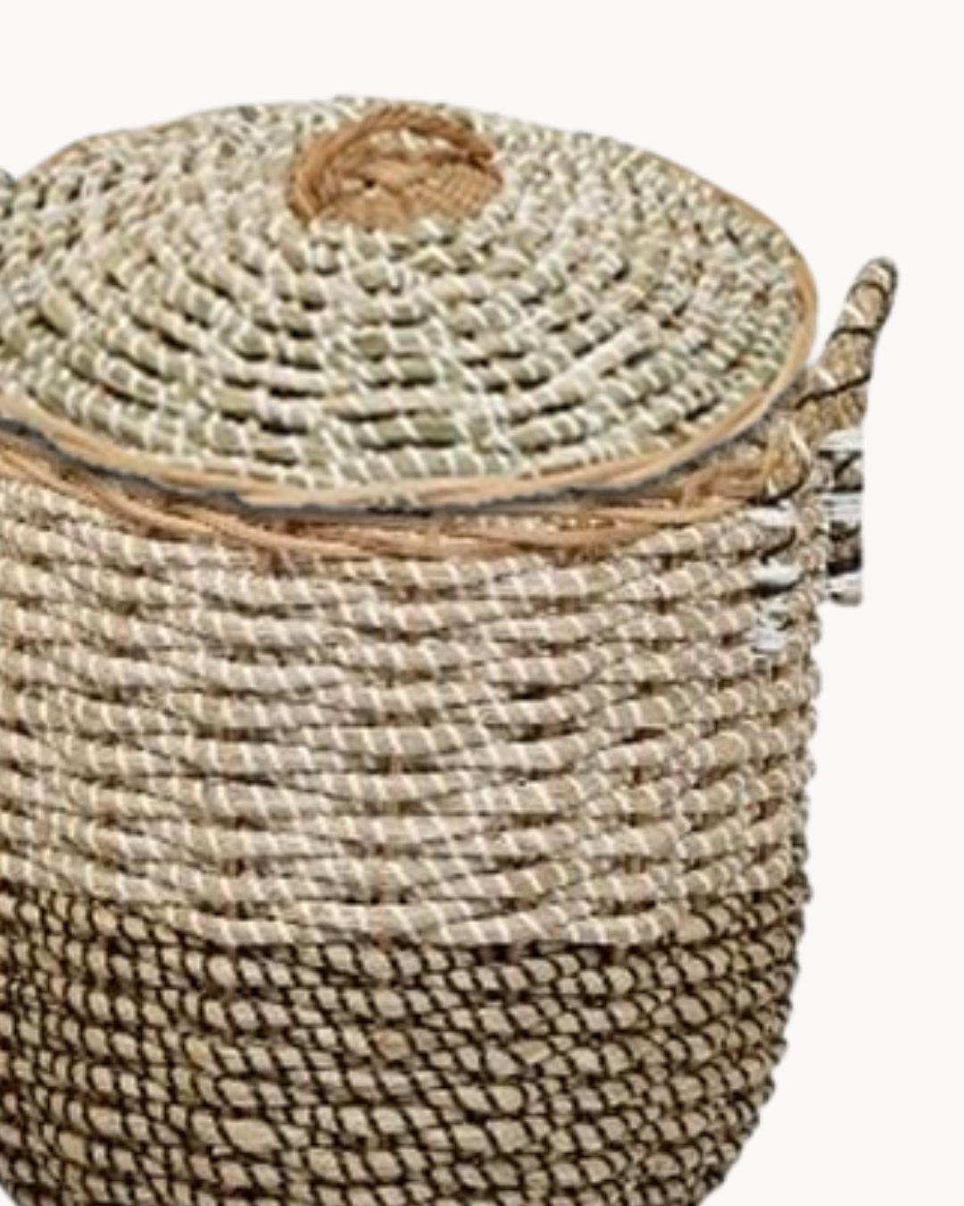 Natural Boho Διακοσμητικό Καλάθι με Καπάκι Μπεζ/Καφέ 2 Μεγέθη - Image 7