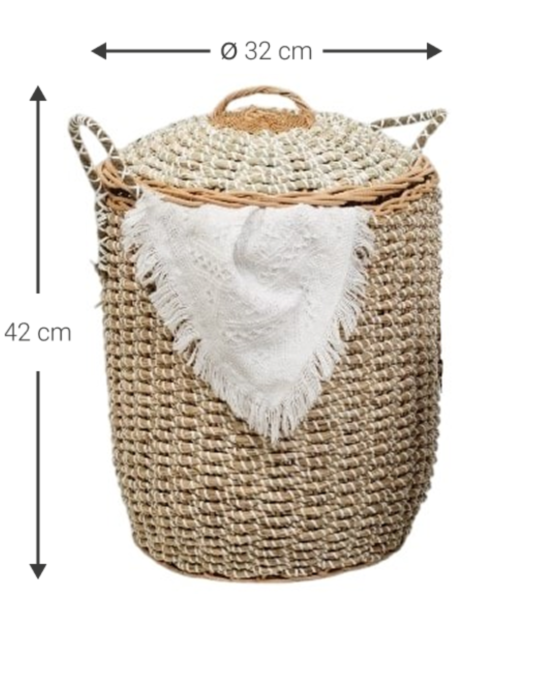 Natural Boho Διακοσμητικό Καλάθι με Καπάκι Μπεζ/Καφέ 2 Μεγέθη - Image 9