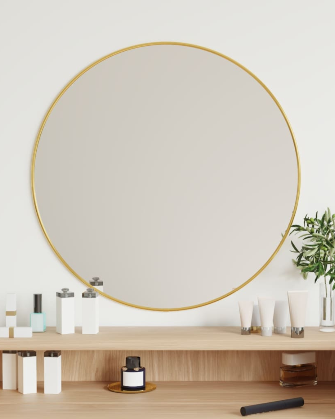 Minimal Στρογγυλός Καθρέφτης Τοίχου Φ60 εκ. Χρυσό - Image 5