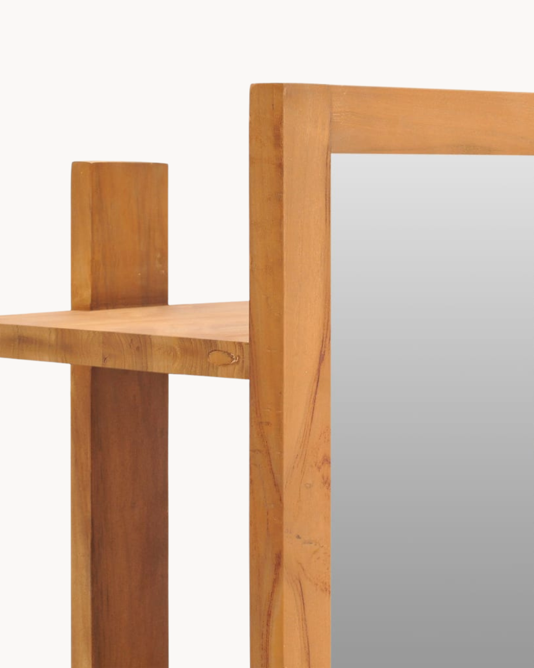 Καθρέφτης Τοίχου με Ράφια από Μασίφ Ξύλο Teak 30x30x120 εκ. Φυσικό - Image 4