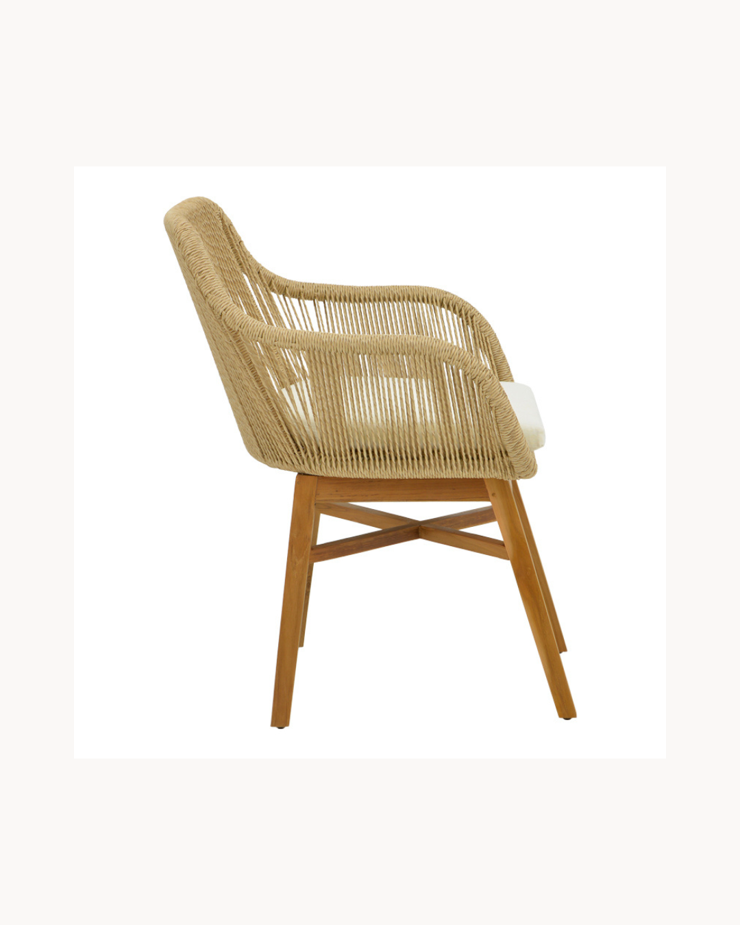 Natural Luxe Σετ Τραπεζαρίας Κήπου7τμχ από Ξύλο Teak & Σχοινί Φυσικό/Μπεζ - Image 7