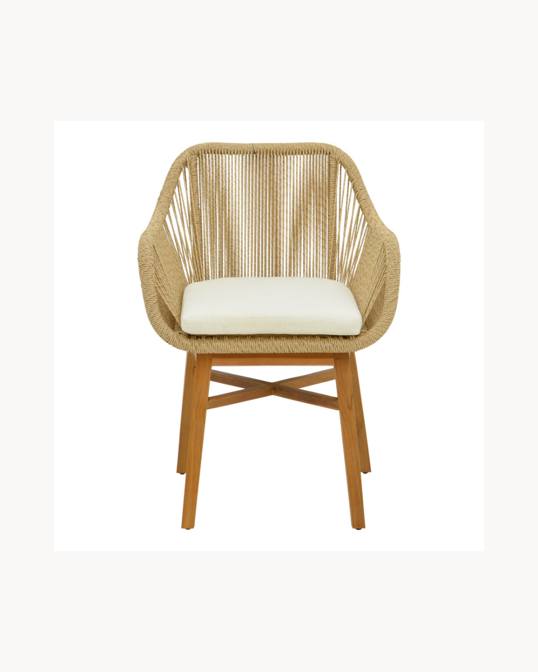 Natural Luxe Σετ Τραπεζαρίας Κήπου7τμχ από Ξύλο Teak & Σχοινί Φυσικό/Μπεζ - Image 8