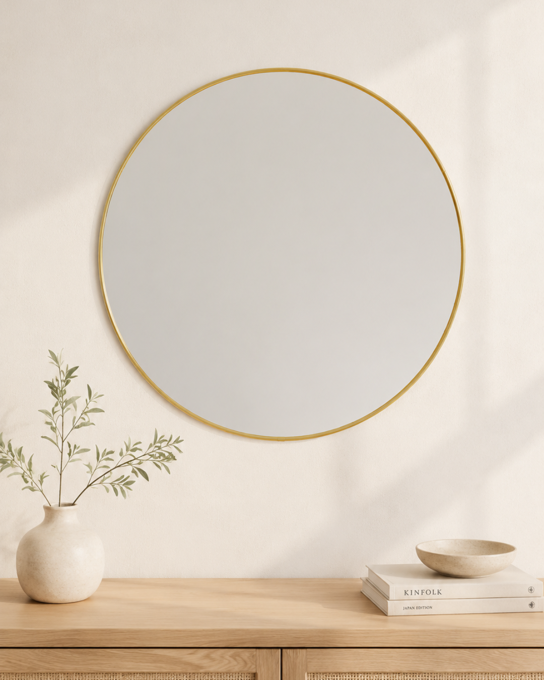 Minimal Στρογγυλός Καθρέφτης Τοίχου Φ60 εκ. Χρυσό - Image 4