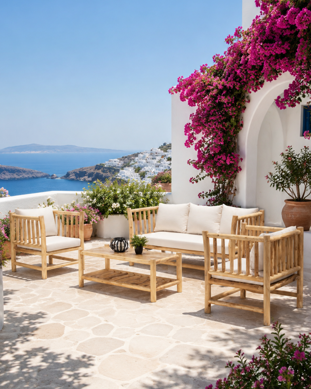 Wabi sabi Σετ Σαλονιού 4τμχ από Μασίφ Ξύλο Teak με Καναπέ 184x75x80 εκ. Φυσικό - Image 2