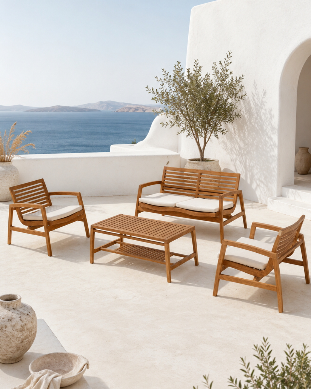 Island Resort Σετ Σαλονιού Κήπου 4τμχ Ξύλο Teak 40x71x73 εκ. Φυσικό - Image 2
