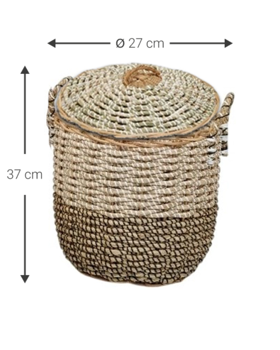 Natural Boho Διακοσμητικό Καλάθι με Καπάκι Μπεζ/Καφέ 2 Μεγέθη - Image 8