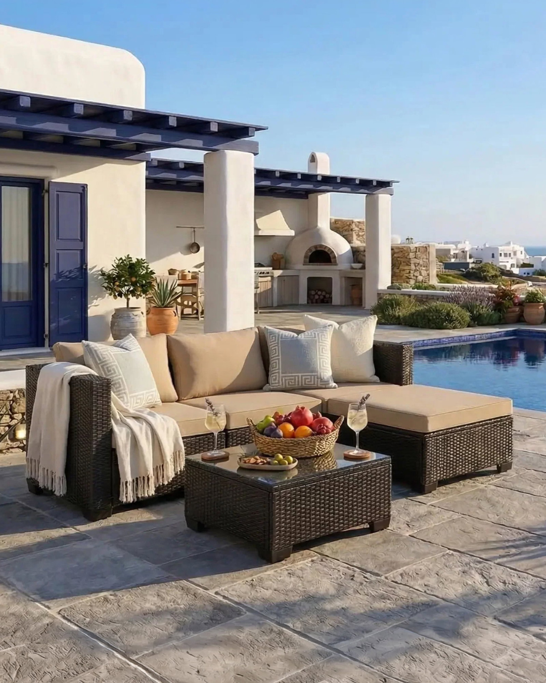 Modern Σετ Σαλονιού Κήπου Γωνιακό 230x80x67 εκ. Καφέ - Image 2