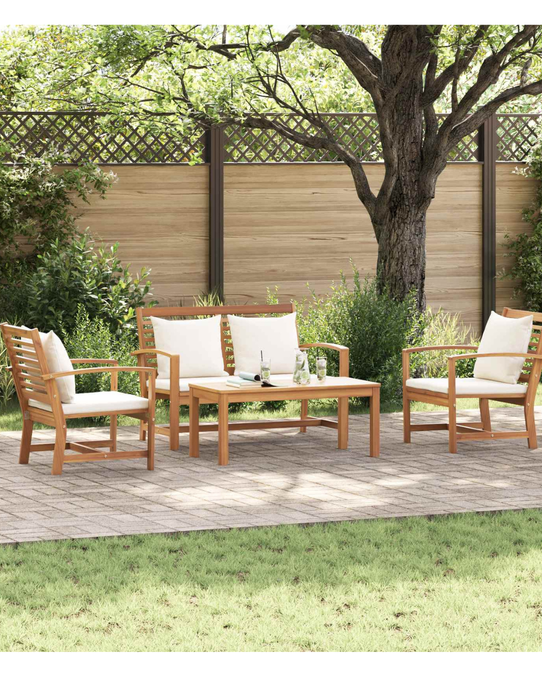 Zen Garden Σετ Καθιστικού Κήπου 5τμχ από Μασίφ Ξύλο Teak Φυσικό - Image 2