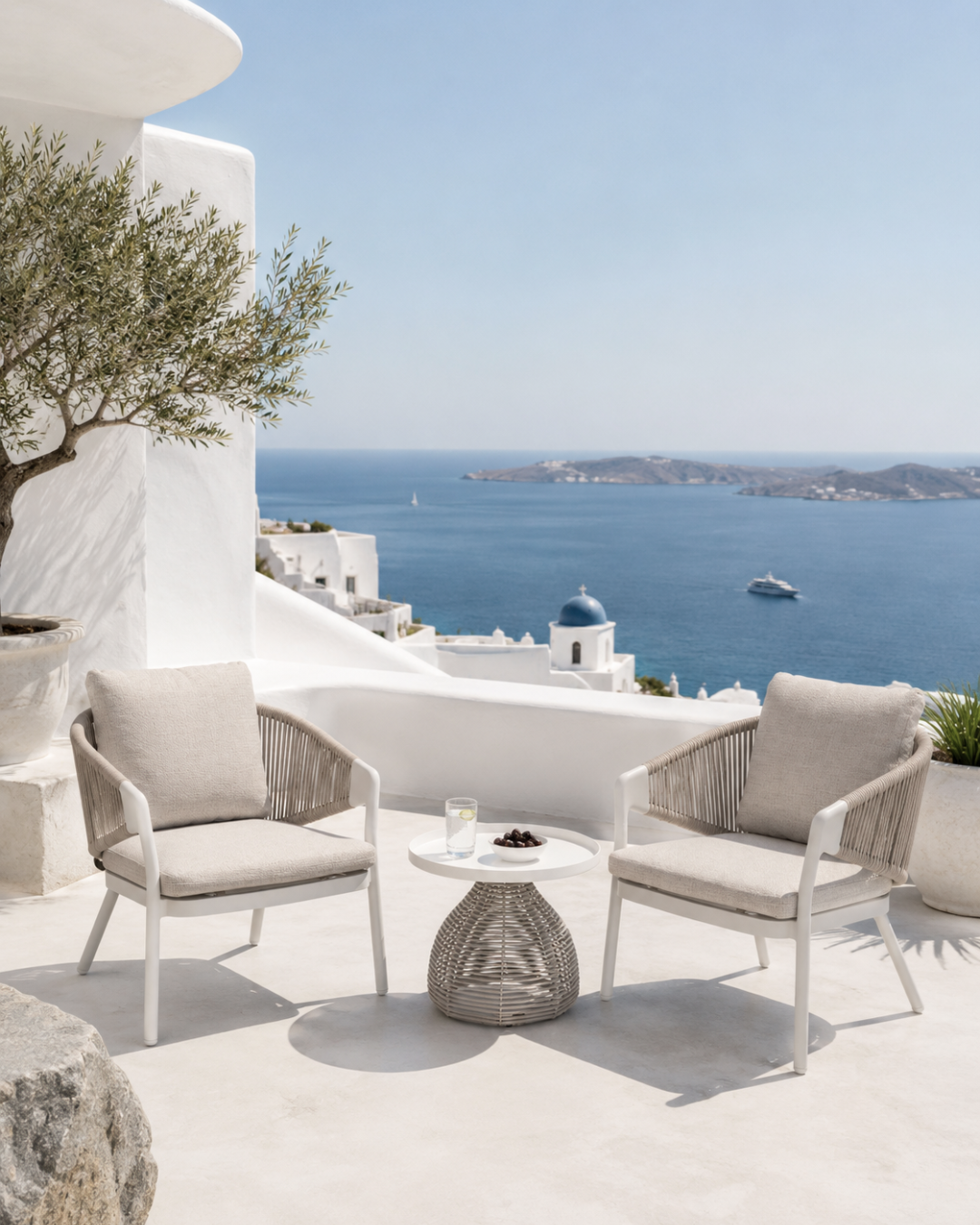 Soft Resort Σετ Καθιστικού Εξωτερικού Χώρου Φ55x44 εκ. Κρεμ - Image 2